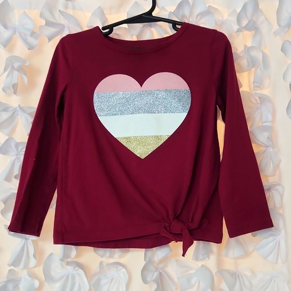 Carters, 4T, Plum, Pink, Silver and Gold Heart, Long Sleeve Shirt - Picture 1 of 8
